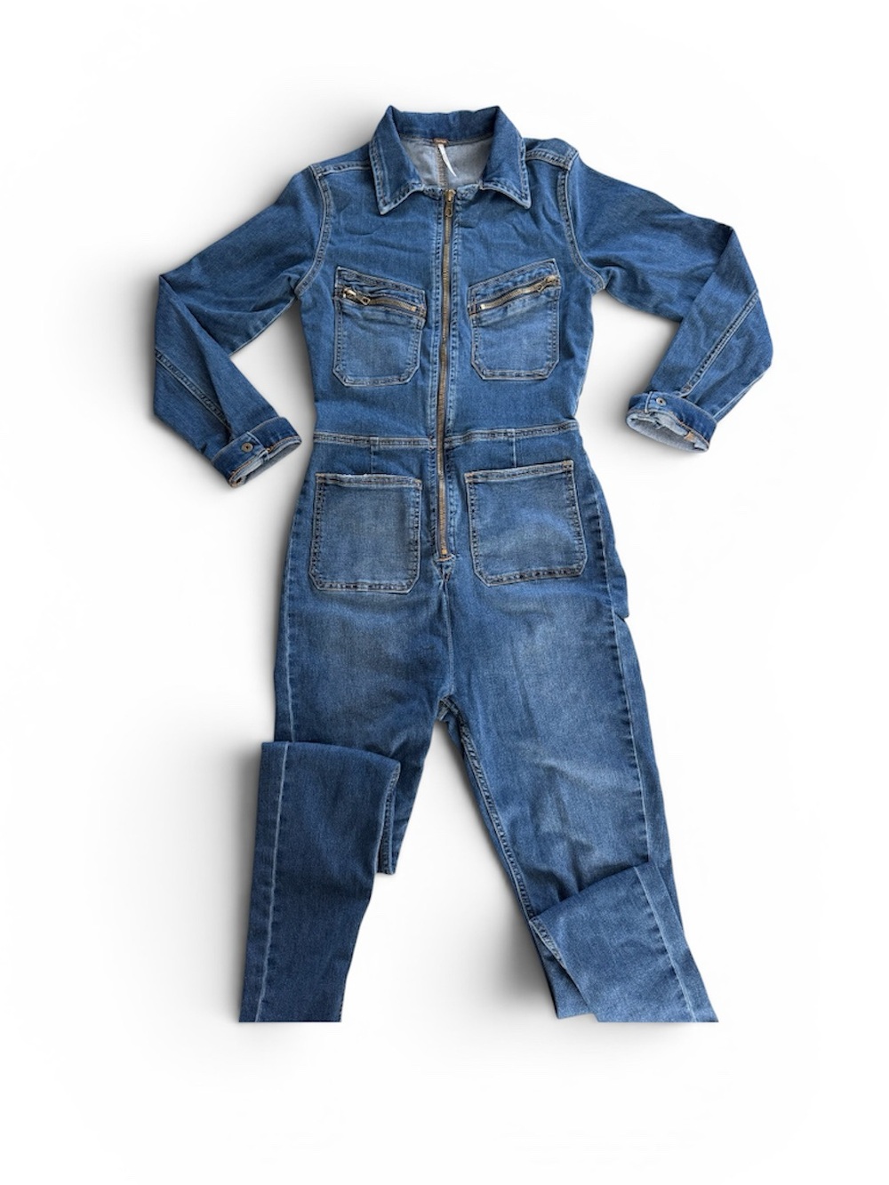 Free People Long Sleeve Denim Jumpsuit  size small